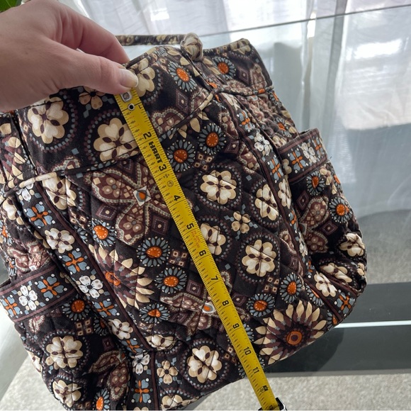 Vera Bradley Large Handbag Tote Shoulder Bag Floral Orange Brown Daisey - Picture 4 of 8